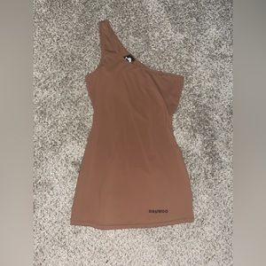 Brand new with tags GSUWOO nude mini dress size medium.